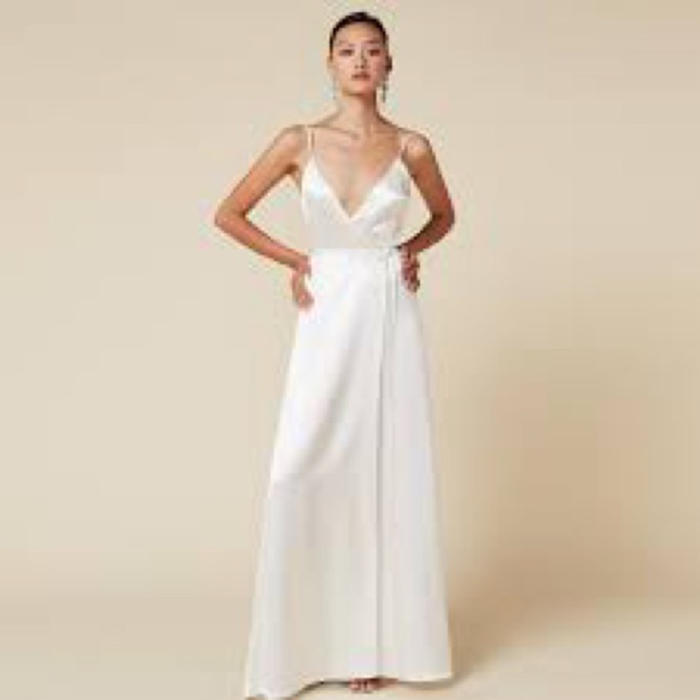 NWT Reformation Silk Bridal Alexandria Wrap Maxi Dress in Ivory White Cream - Picture 2 of 12